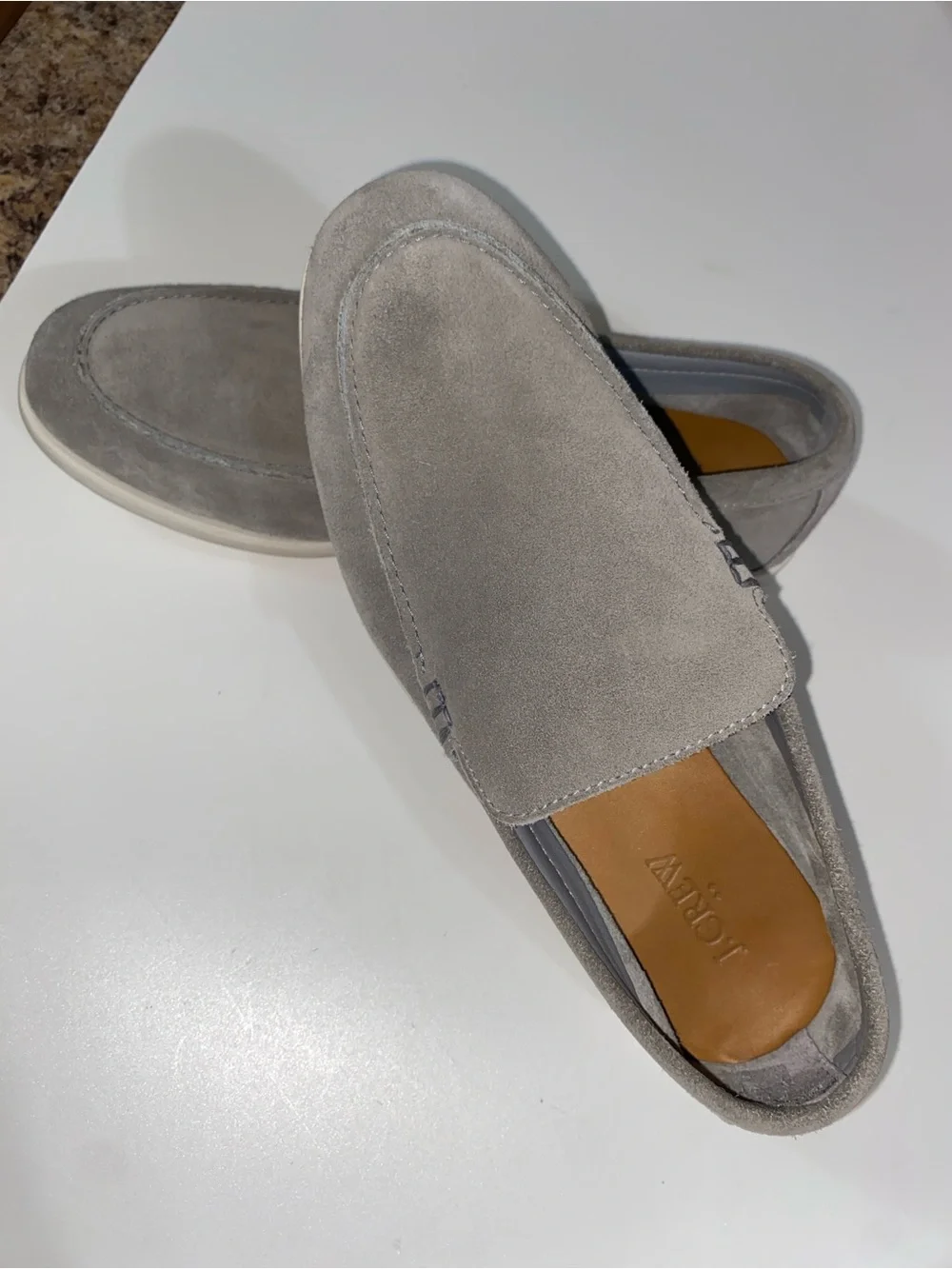 J. Crew Men’s Light Gray Suede Slip-On Loafers